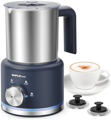 simpletaste 4 in 1 electric milk steamer 1691oz500ml automatic warm and cold foam frother for coffee latte macchiato cappuccino hot chocolate easy to clean
